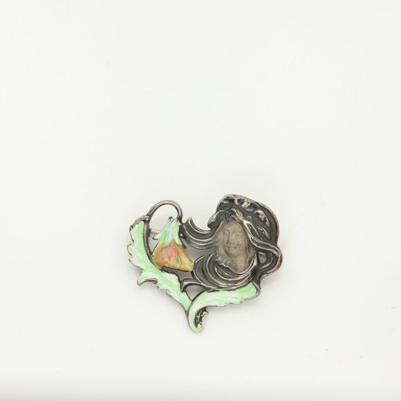Lady Enamel Brooch Pin Sterling Silver 925 Fairy Lady Pin Pendant - Picture 4 of 10